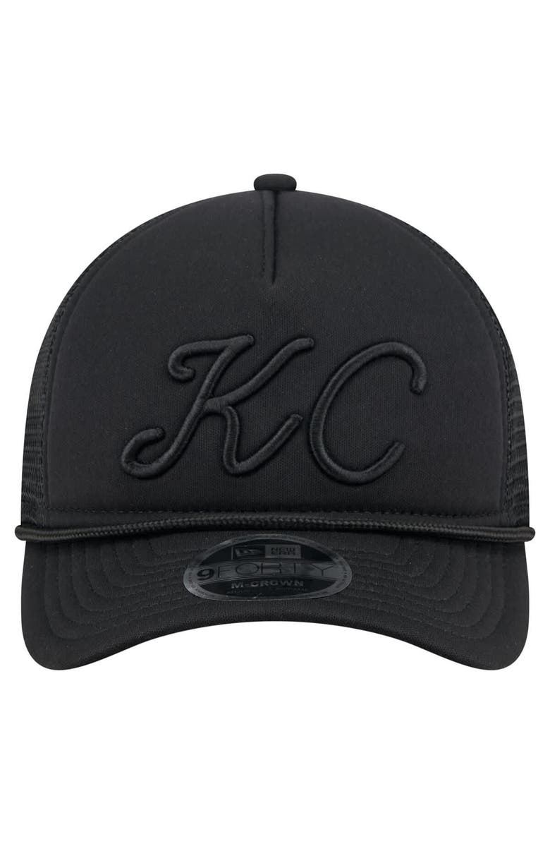 New Era Men's New Era Black Kansas City Royals City Initial 9FORTY A-Frame M-Crown Adjustable Trucker Hat, Alternate, color, Black