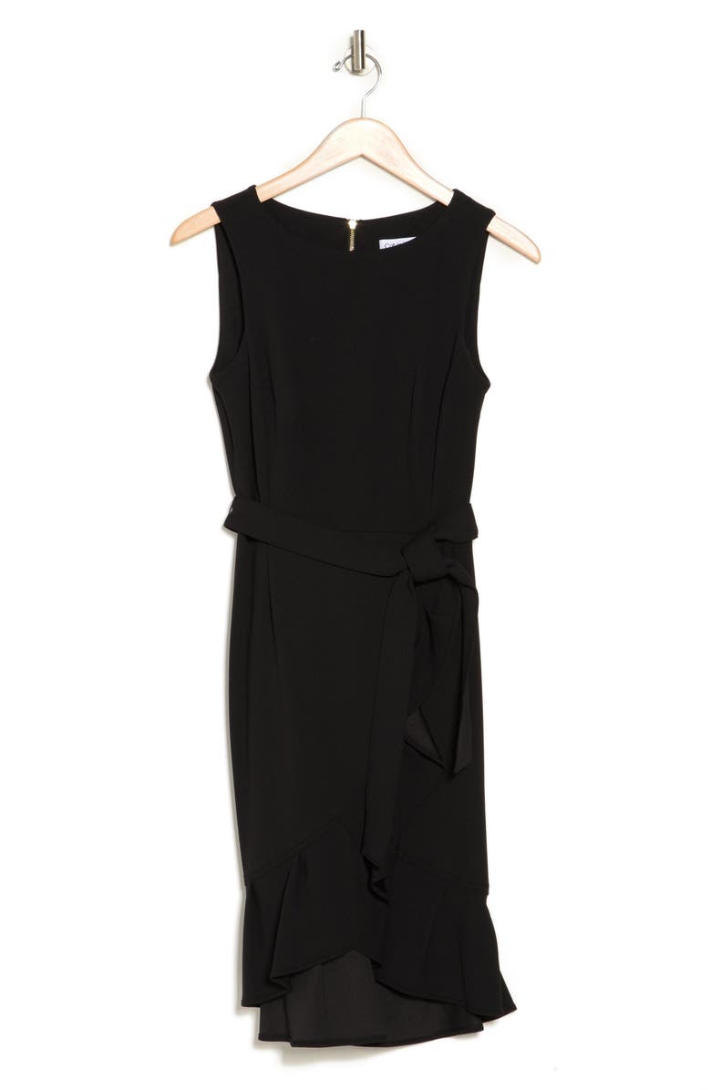 Calvin Klein Sleeveless Belted Ruffle Bottom Dress, Alternate, color, 