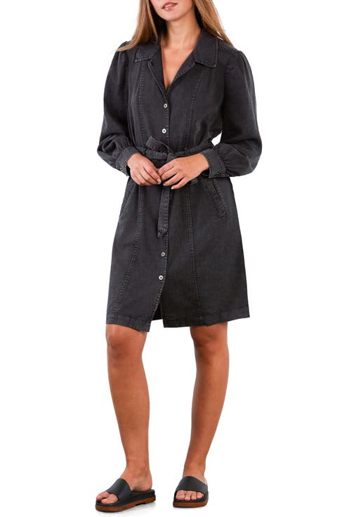 Sweet Fade Tie Waist Denim Shirtdress