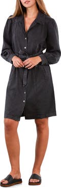 Wash Lab Denim Sweet Fade Tie Waist Denim Shirtdress