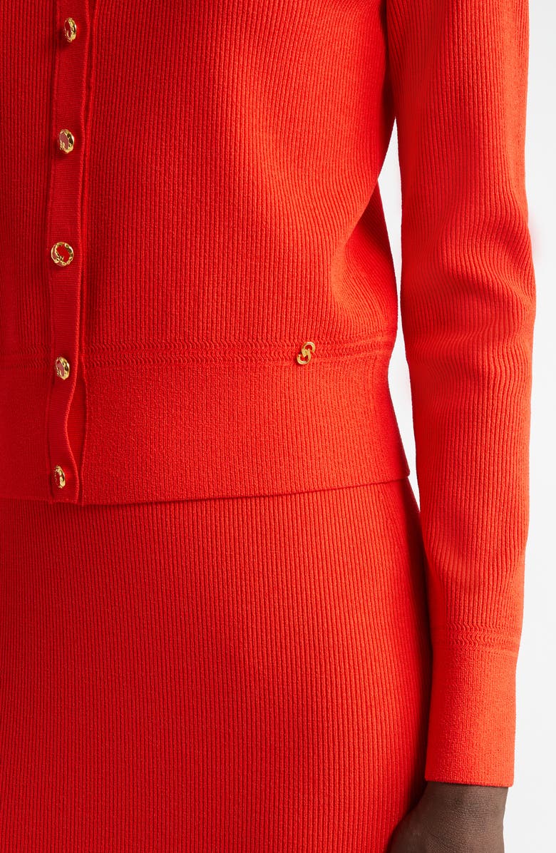 ST. JOHN Crewneck Cardigan, Alternate, color, Geranium