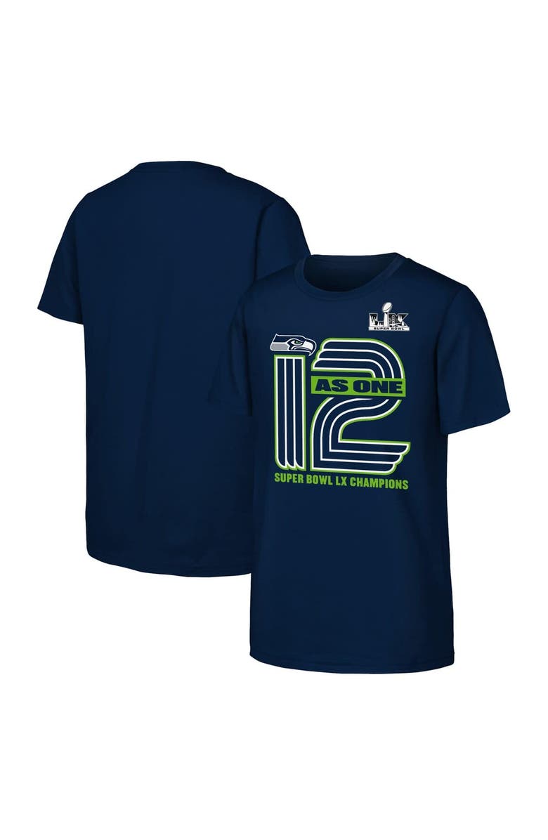 FANATICS Youth Fanatics College Navy Seattle Seahawks Super Bowl LX Champions Hometown Collection T-Shirt, Main, color, College Navy
