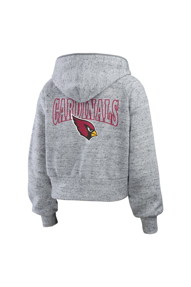 Women's WEAR by Erin Andrews  Heather Gray Arizona Cardinals Speckled Fleece Cropped Full-Zip Hoodie, Alternate, color, Heather Gray