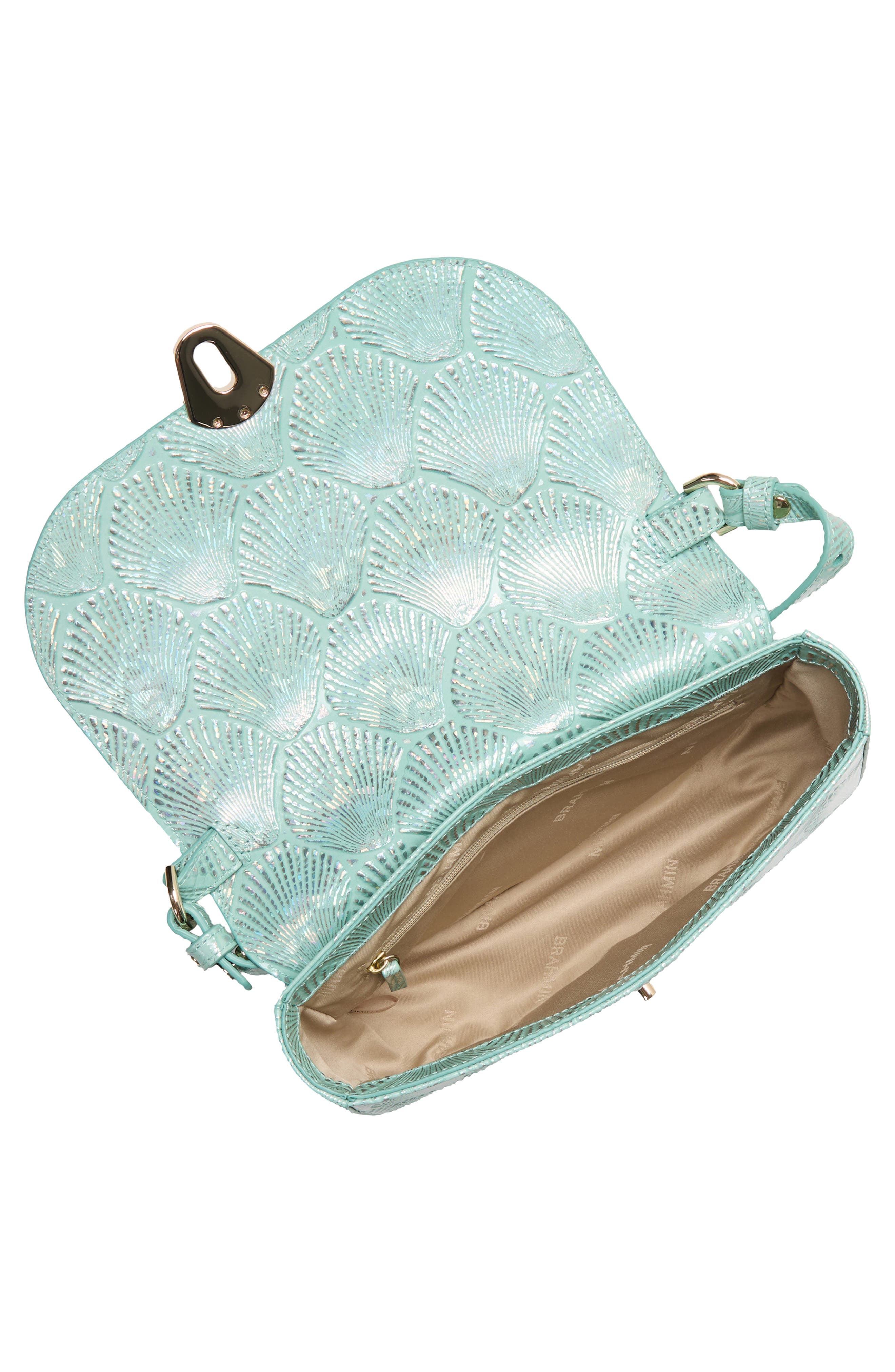 Brahmin Portia Embossed Leather Crossbody Bag, Alternate, color, Waterfall