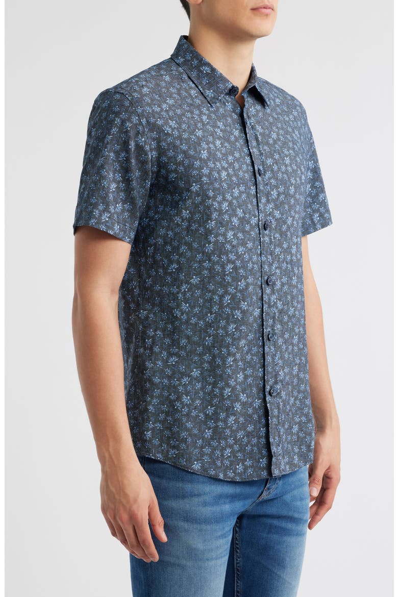 Roan Ken Short Sleeve Button-Up Shirt, Alternate, color, DARK BLUE