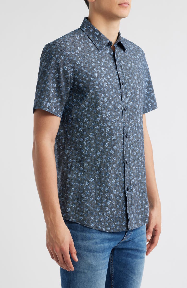BOSS Roan Ken Short Sleeve Button-Up Shirt, Alternate, color, Dark Blue