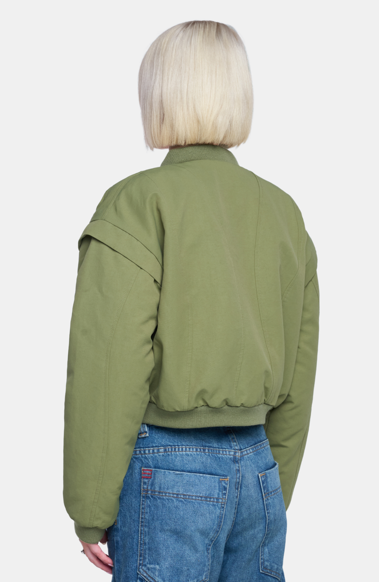 OW Collection YOKON Crop Bomber Jacket, Alternate, color, Olive Green