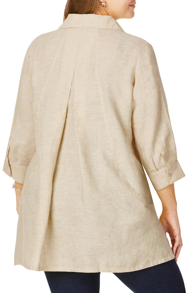 Foxcroft Chambray Linen Tunic Shirt, Alternate, color, 