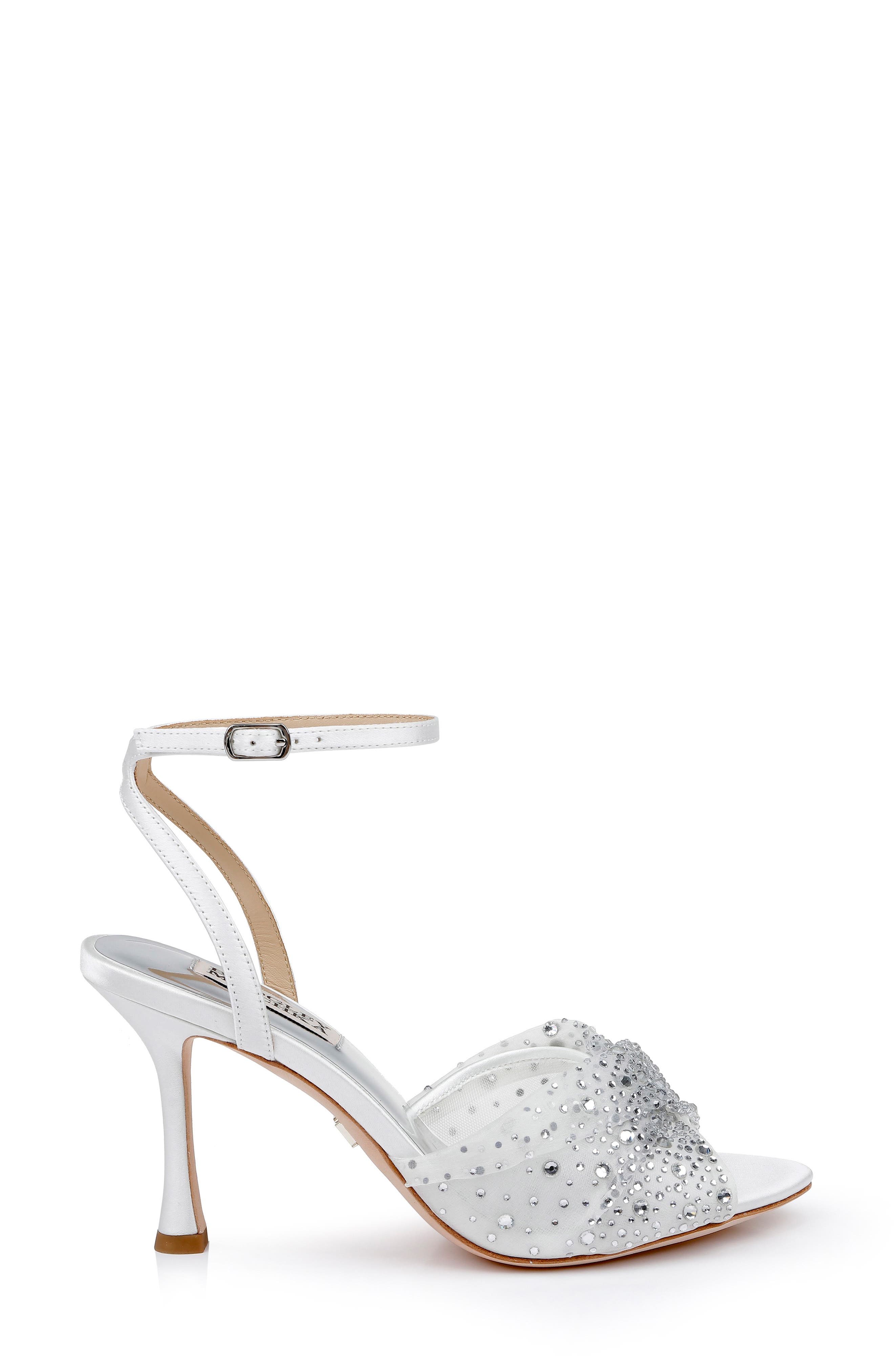 Badgley Mischka Collection Cameryn Embellished Ankle Strap Sandal, Alternate, color, Soft White