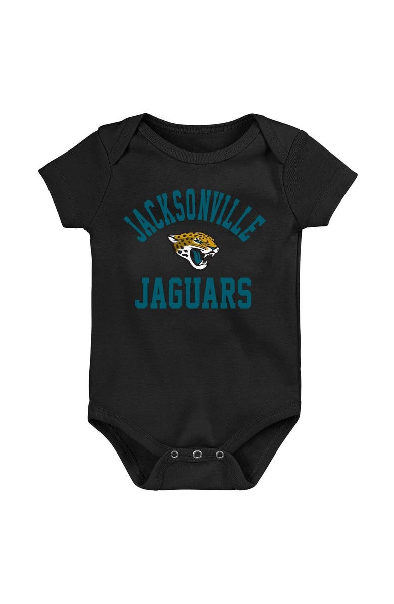 Outerstuff Newborn & Infant Teal/Black/Heather Gray Jacksonville Jaguars Three-Pack Eat, Sleep & Drool Retro Bodysuit Set, Alternate, color, 