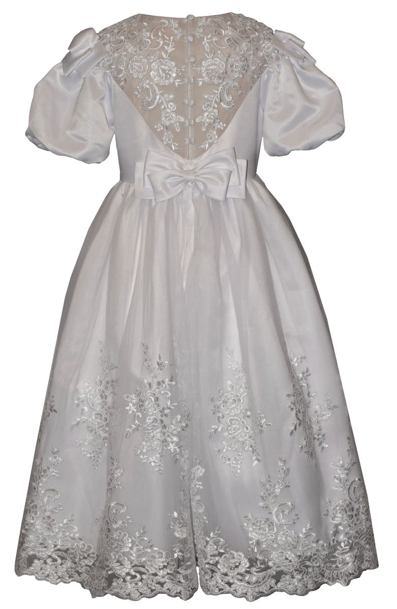 Iris & Ivy Bow Shoulder Ballon Sleeve Communion Dress, Alternate, color, White