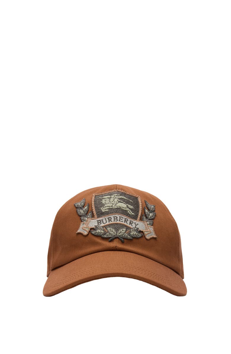 Burberry EKD Crest Gabardine Baseball Cap, Main, color, Ginger Brown