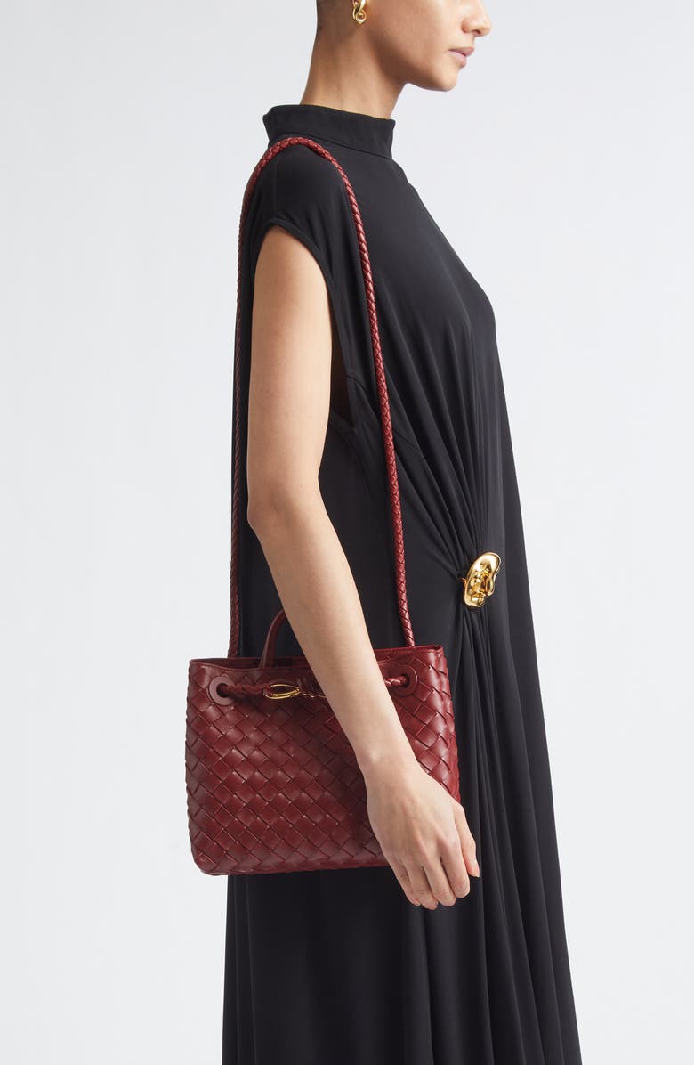Bottega Veneta Small Andiamo Intrecciato Lambskin Leather Top Handle Bag, Alternate, color, 6551 Lava Red-M B
