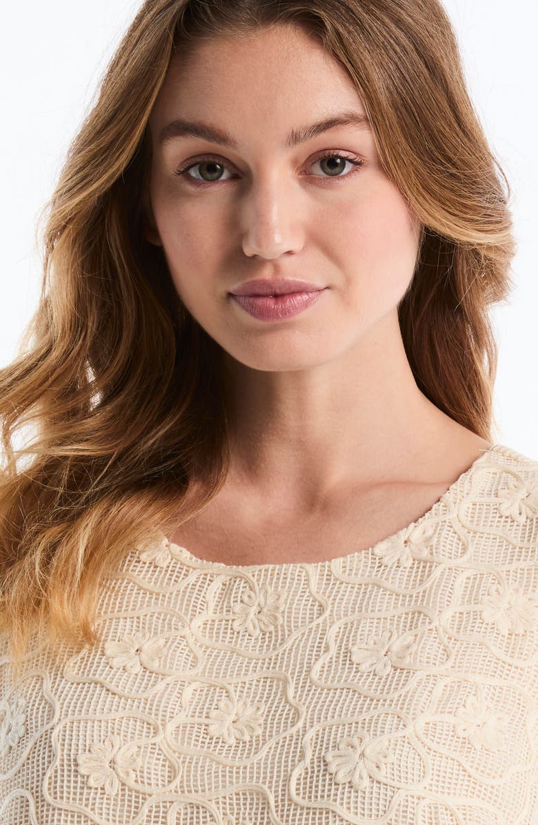 Laundry by Shelli Segal Embroidered Shell, Alternate, color, White Swan