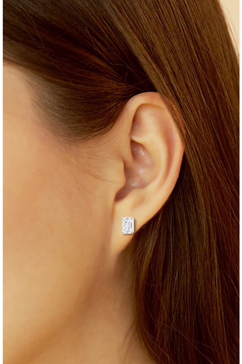 14K Gold Emerald Cut Lab-Created Diamond Stud Earrings - 1.5ct, Alternate, color, 0.5 CTW WHITE GOLD