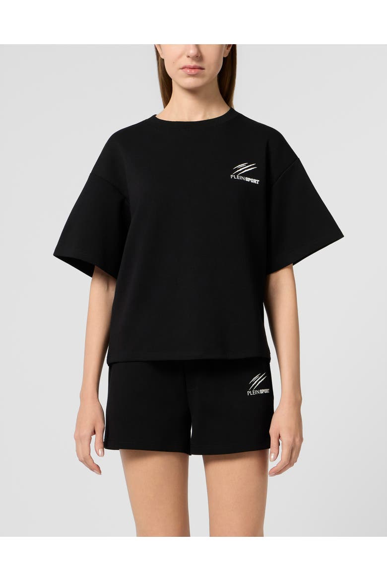 Round Neck T-Shirt Icon Scratch Women, Main, color, black