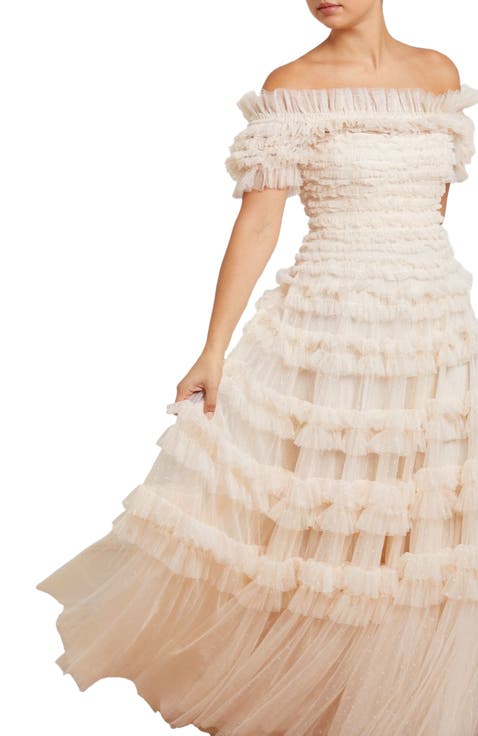 Lisette Ruffle Off-Shoulder Gown