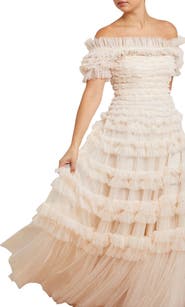 Needle & Thread Lisette Ruffle Off Shoulder Gown