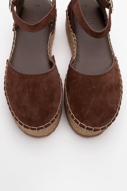 Forever & Always Shoes Viba Leather Esprarille Platform Wedge Sandals In Brown Suede Leather