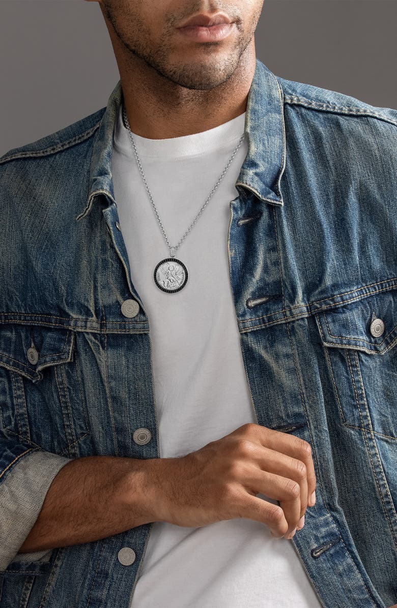 Esquire Black Diamond St. Michael Pendant Necklace, Alternate, color,