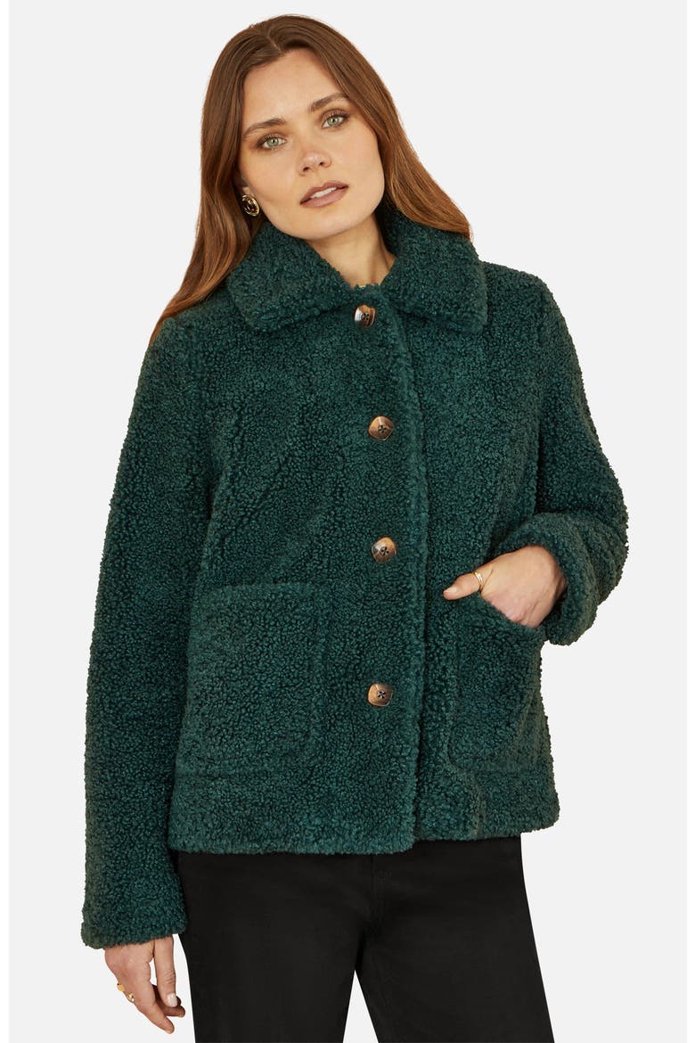 Short Teddy Bear Jacket, Alternate, color, Green