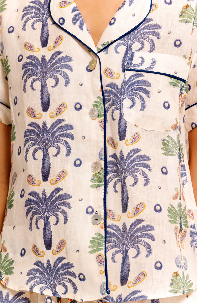 The Lazy Poet Nina Linen Short Pajamas, Alternate, color, White