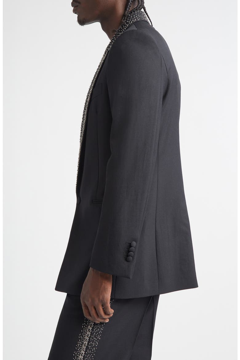Crystal Embellished Lapel Single Breasted Blazer, Alternate, color, BLACK
