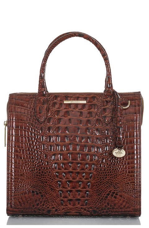 Caroline Croc Embossed Leather Satchel