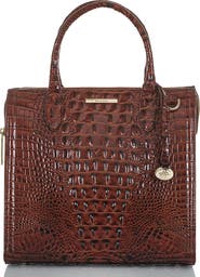 Brahmin Caroline Croc Embossed Leather Satchel