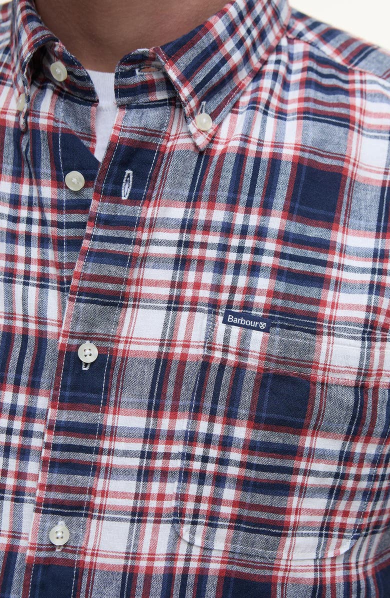 Barbour Bridgeport Tailored Fit Plaid Linen & Cotton Button-Down Shirt, Alternate, color, 