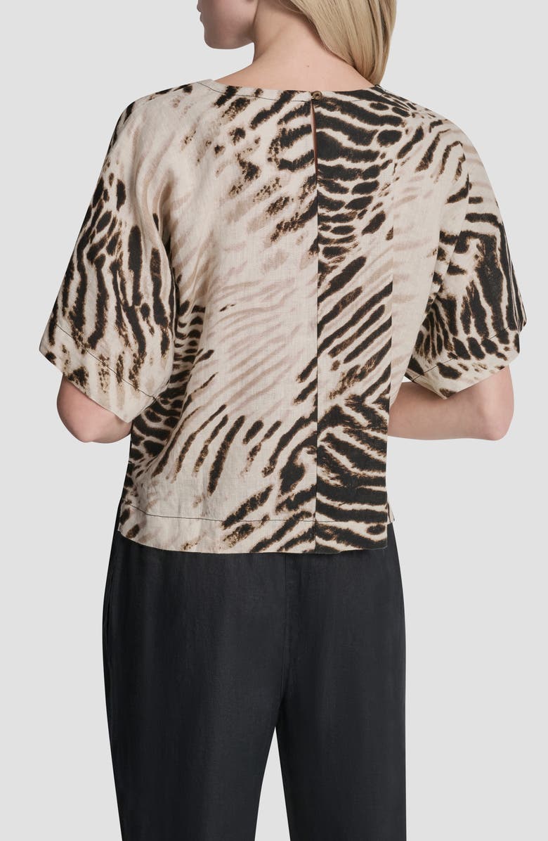 DKNY Pattern Boxy Linen Top, Alternate, color, Brushed Sandbed