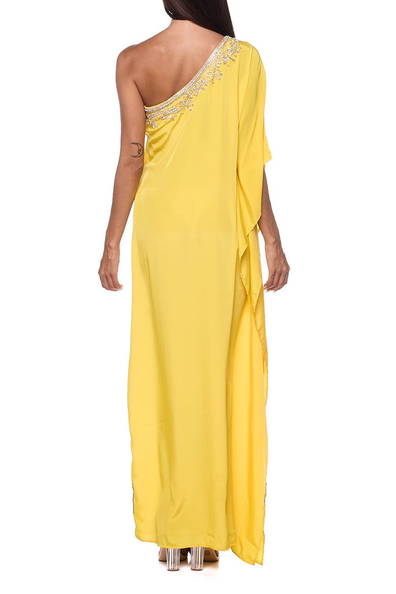 Embellished One-Shoulder Cover-Up Dress, Alternate, color, YELLOW