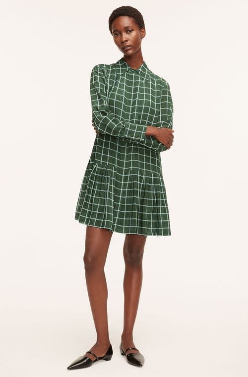 REBECCA TAYLOR REBECCA TAYLOR WINDOWPANE SILK PLEATED SHIRT DRESS