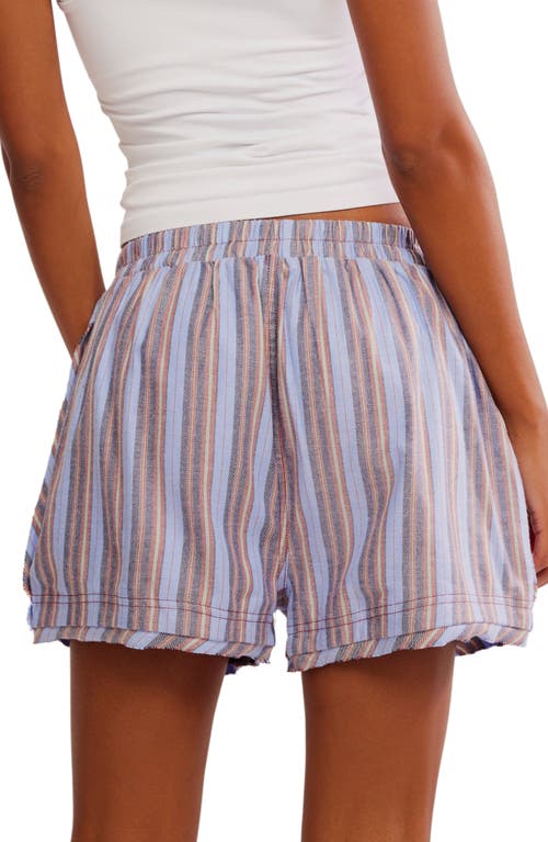 Free People Day To Day Flannel Boxer Pajama Shorts In Blue