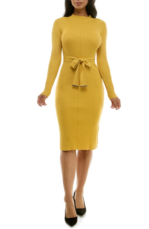 Mock Neck Long Sleeve Midi Dress