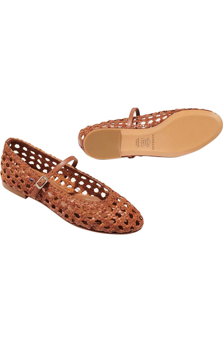 MARGAUX The Woven Demi Jane Flat, Alternate, color, Saddle Leather