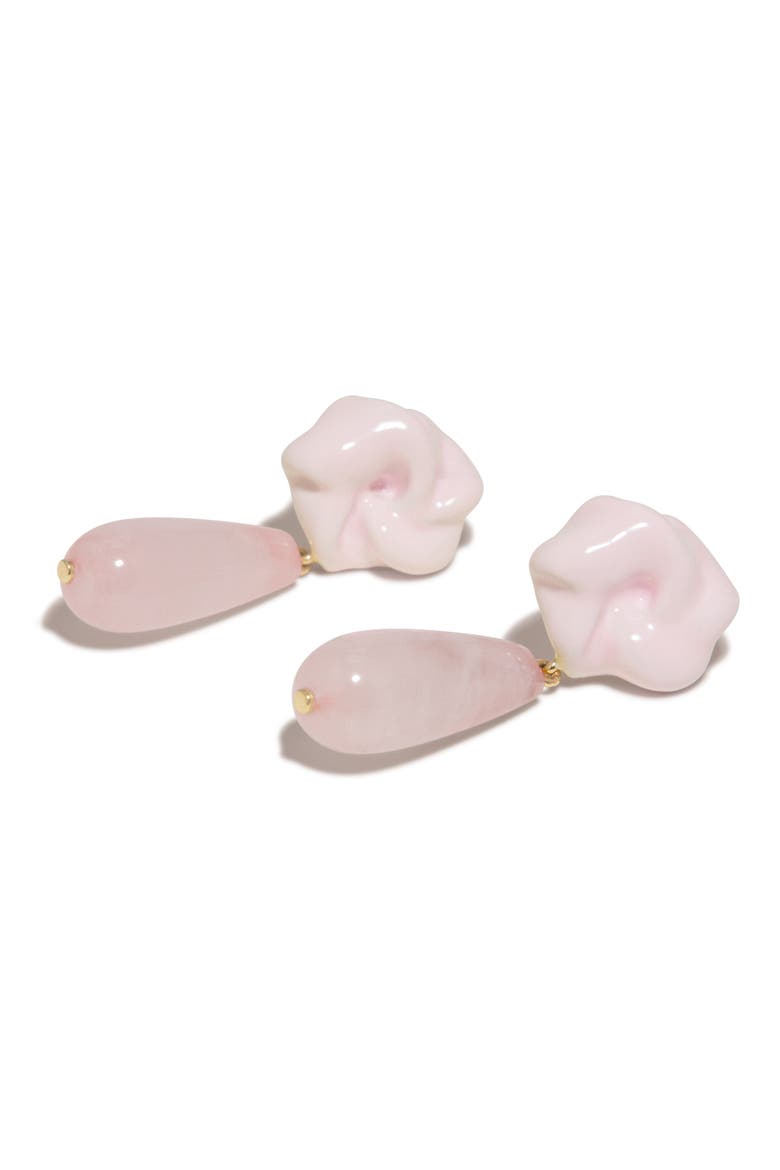 Rose Quartz Drop Earrings, Alternate, color, PINK 18CT GOLD PLATED
