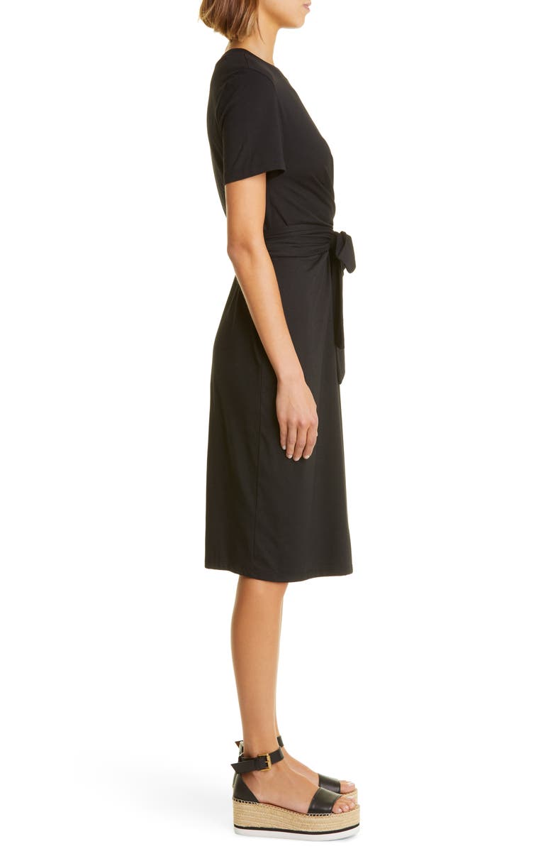 Nordstrom Signature Tie Front Short Sleeve Midi Dress, Alternate, color, 