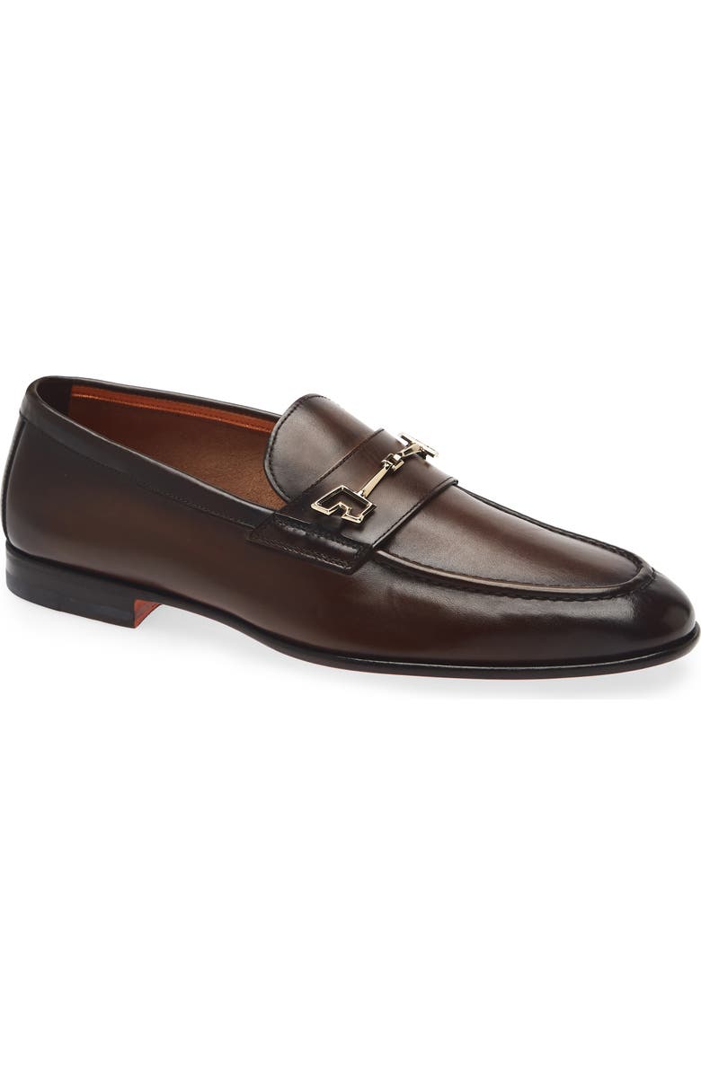 Santoni Saddle Bit Loafer, Main, color, Dark Brown