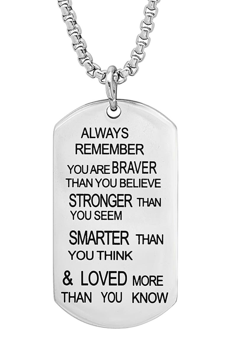HMY JEWELRY Inspiration Dog Tag Necklace, Alternate, color, Metallic