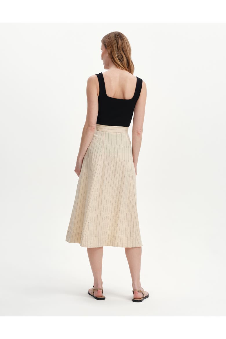 Frances Stripe Button Through Midi Skirt, Alternate, color, Beige Stripe