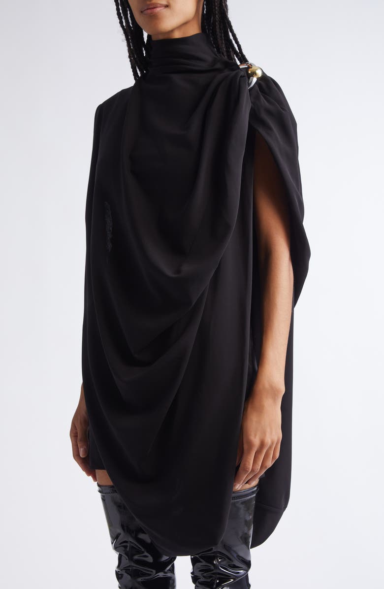 Jean Paul Gaultier Draped Pierced Detail Jersey Dress, Alternate, color, 