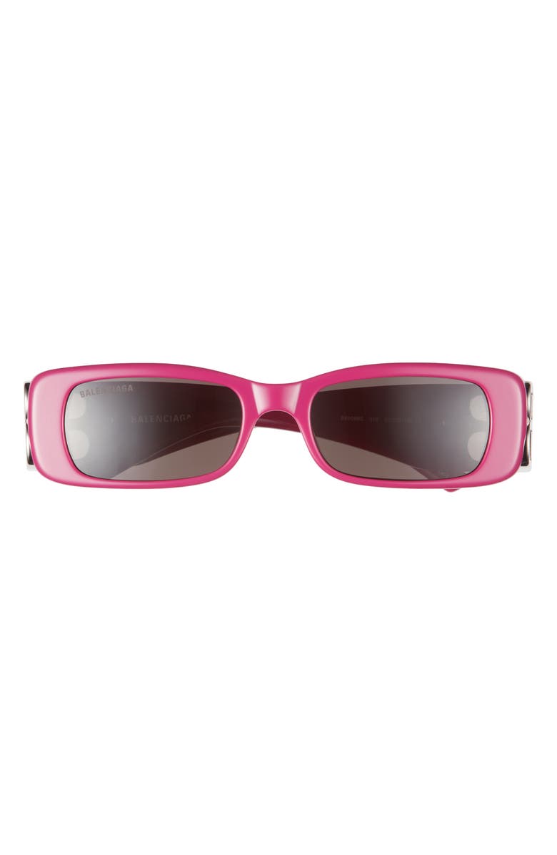 Balenciaga 51mm Square Sunglasses, Main, color, Fuchsia Silver Grey