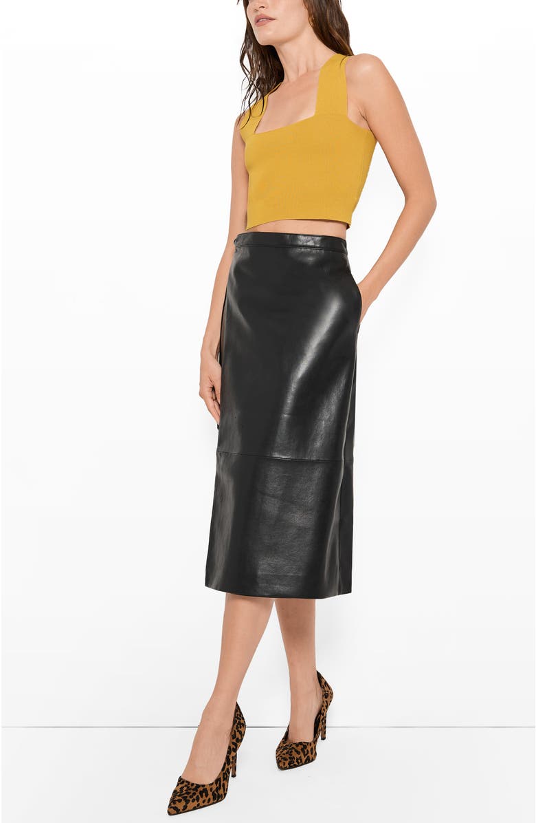 AS by DF Tallulah Leather Skirt, Alternate, color, Black