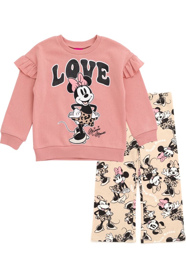 Mickey Mouse & Friends 2-Piece Sweatshirt and Flare Leggings Set, Main, color, Minnie Blush Pink