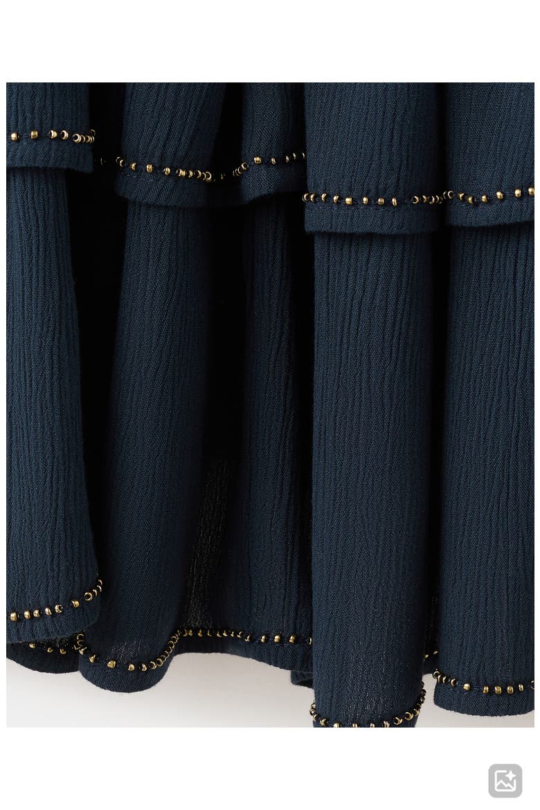 Tie Front Beaded Tiered Minidress, Alternate, color, BLUE