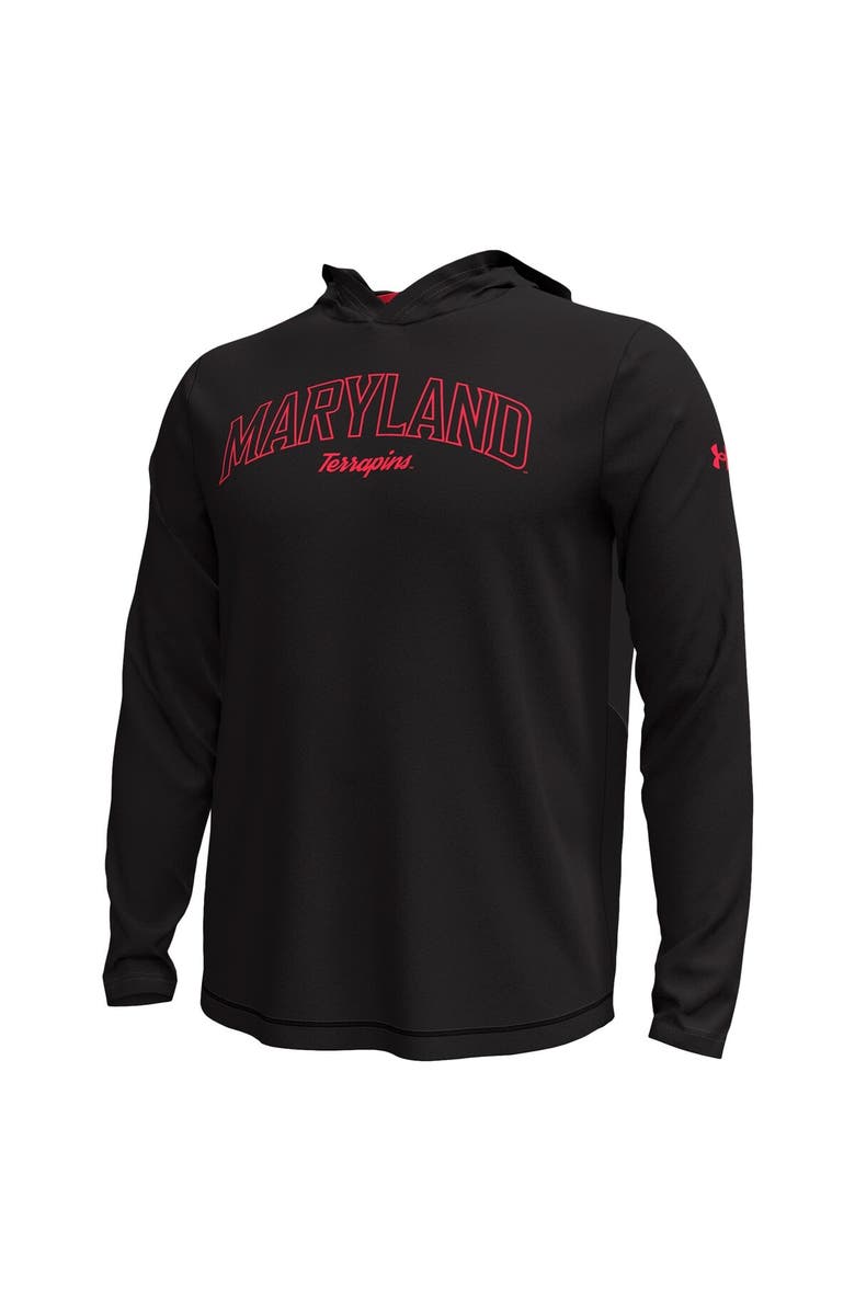 Under Armour Men's Under Armour Black Maryland Terrapins Sideline Knockout Hoodie Long Sleeve T-Shirt, Alternate, color, Black