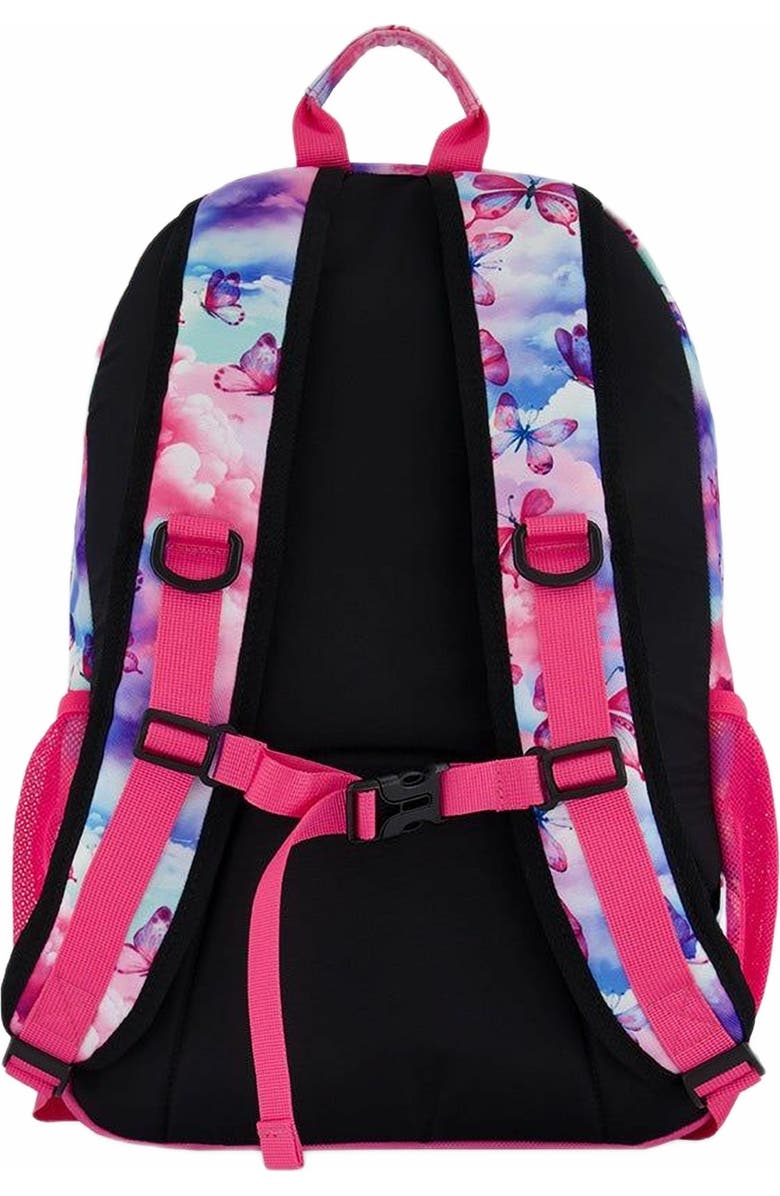 Deux par Deux Girl's Backpack Butterflies On Multicolored And Vibrant Pink Background, Alternate, color,