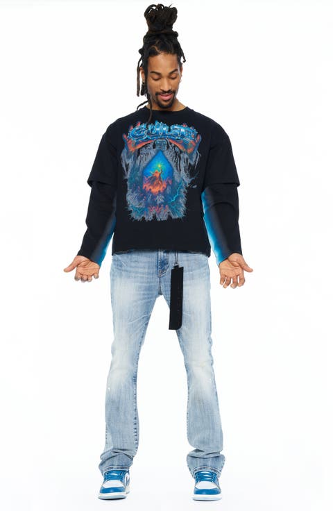 Layered Long Sleeve Graphic Top