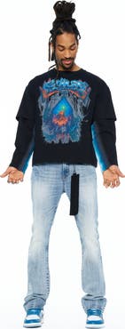 Cult of Individuality Layered Long Sleeve Graphic Top